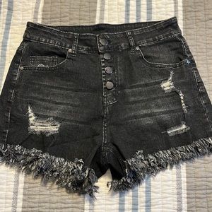 Black denim cut off shorts